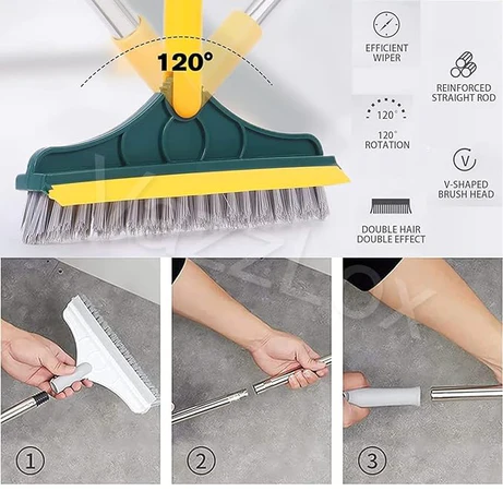2 in 1 Cleaning Brush Floor Scrub Broom Wiper Scraper