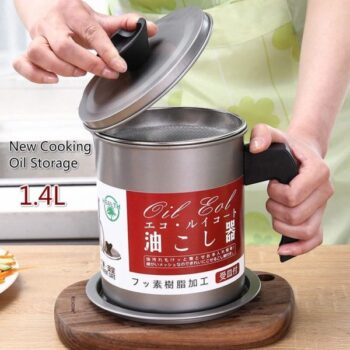 Oil Filter Pot for Kitchen | Stainless Steel Oil Container with Filter