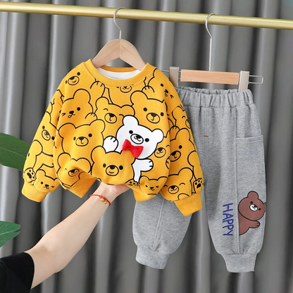YELLOW & WHITE BUNNY KIDS SWEATSHIRT & PANT