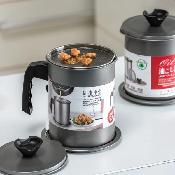 Oil Filter Pot for Kitchen | Stainless Steel Oil Container with Filter