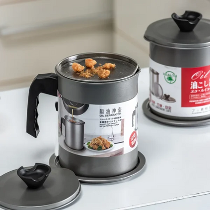 Oil Filter Pot for Kitchen | Stainless Steel Oil Container with Filter
