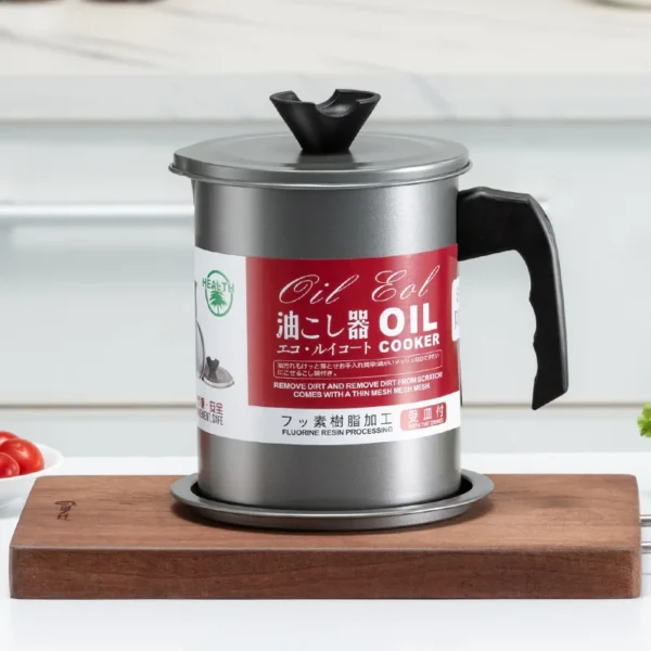 Oil Filter Pot for Kitchen | Stainless Steel Oil Container with Filter