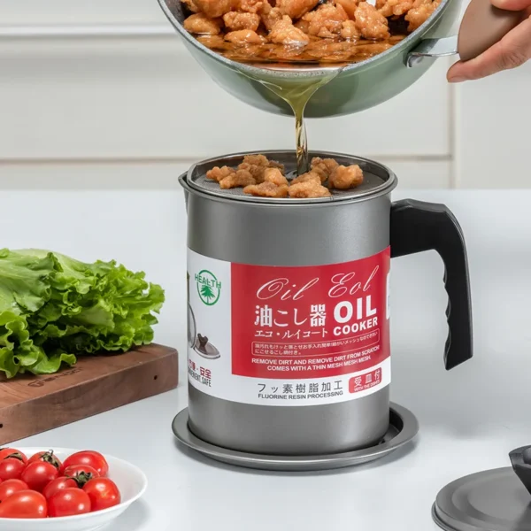 Oil Filter Pot for Kitchen | Stainless Steel Oil Container with Filter