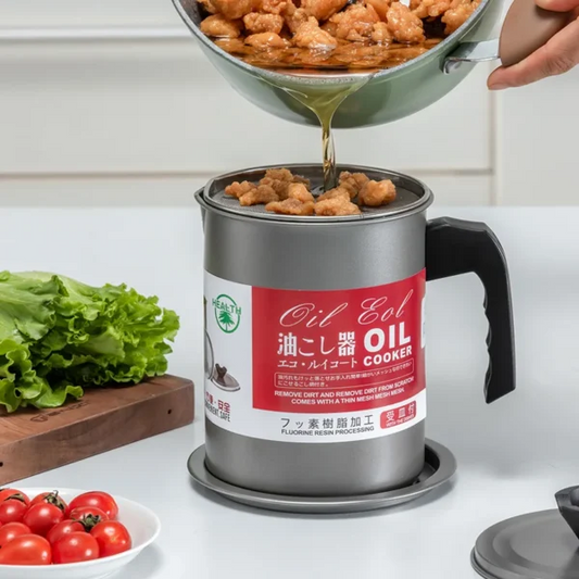 Oil Filter Pot for Kitchen | Stainless Steel Oil Container with Filter