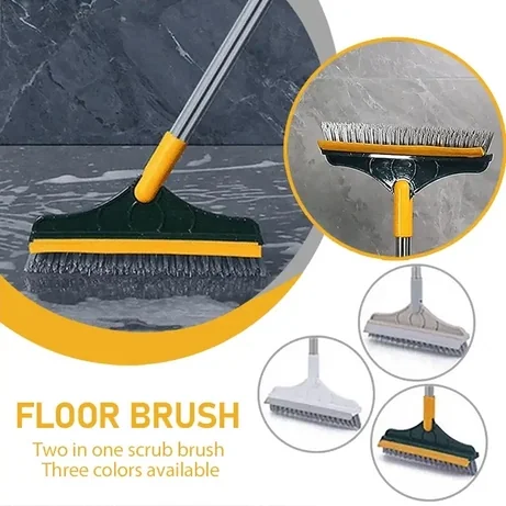 2 in 1 Cleaning Brush Floor Scrub Broom Wiper Scraper