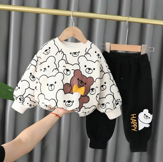 YELLOW & WHITE BUNNY KIDS SWEATSHIRT & PANT