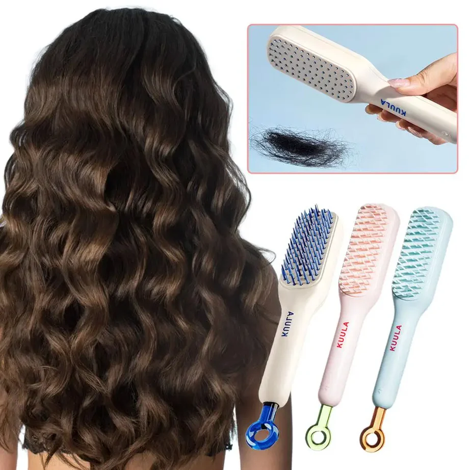 Self Cleaning Magic Retractable Hair Brush and Massage Anti-static, Cleaning Hair Smoothing and Beauty Hair