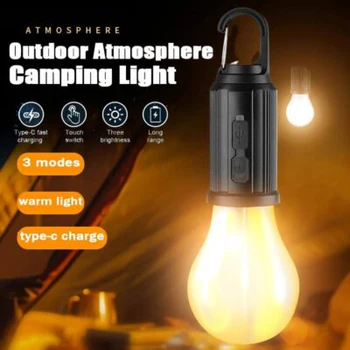 Mini Portable Emergency Rechargeable Waterproof LED Lamp Bulb with Clip Hook Type C Charging