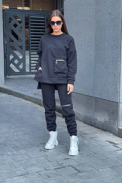 WINTER POCKET STYLE TRACKSUIT FOR WOMEN