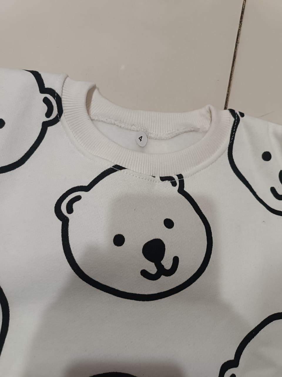 WHITE TEDDY PRINTED WINTER KIDS TRACK SUIT