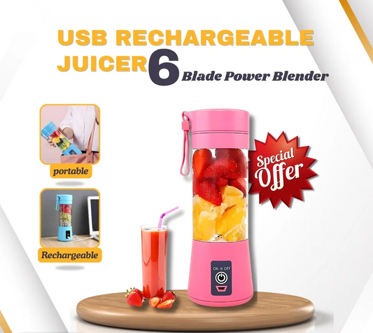 USB Rechargeable Juicer 6 Blades Electric Blender Portable Mixer